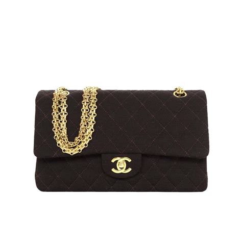 chanel quilted jersey mademoiselle flap brown|Chanel fabric flap.